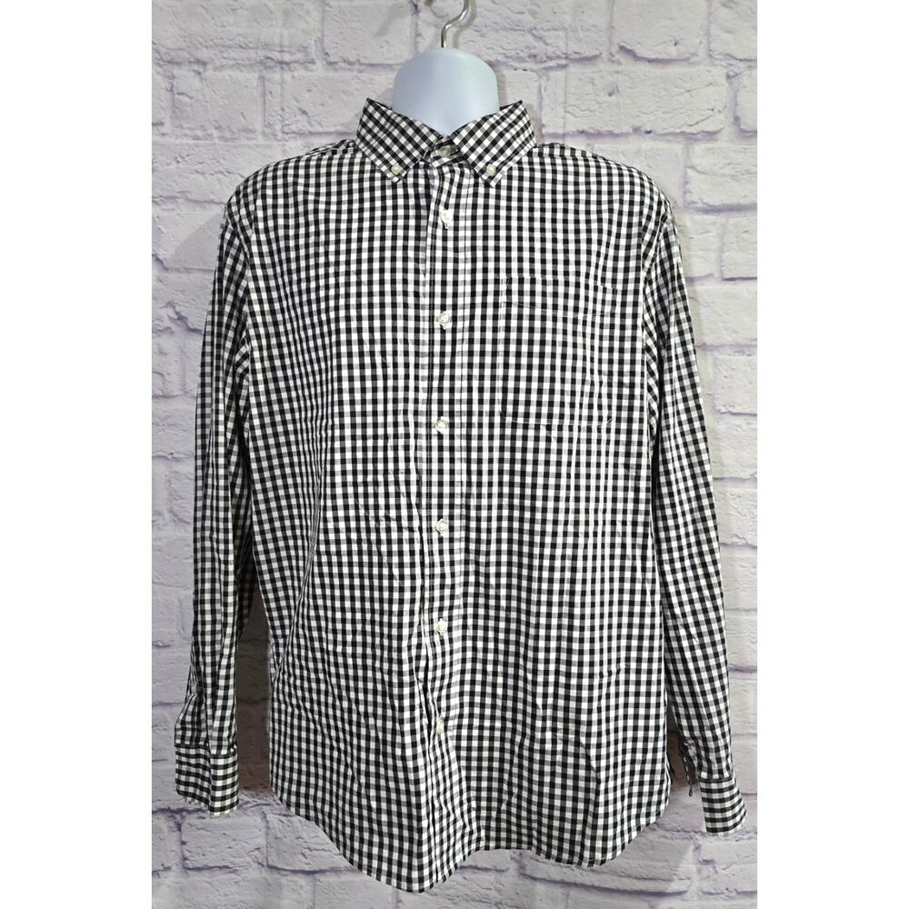 Savane Black Plaid Long Sleeves Button Up Men's Shirt Large Lightweight